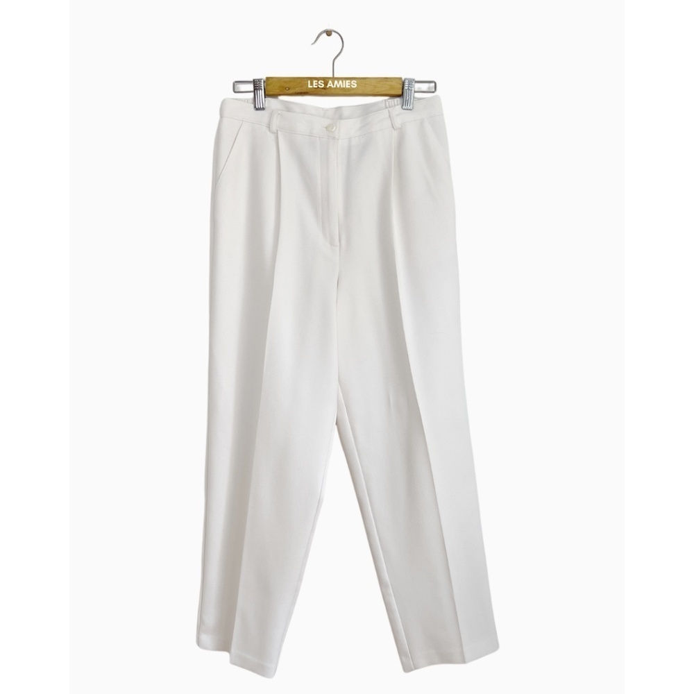 Vintage Sag Harbor Women White High Waist Tailored Dress Pants Trousers 12P